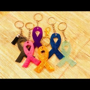 Resin support ribbon keychains